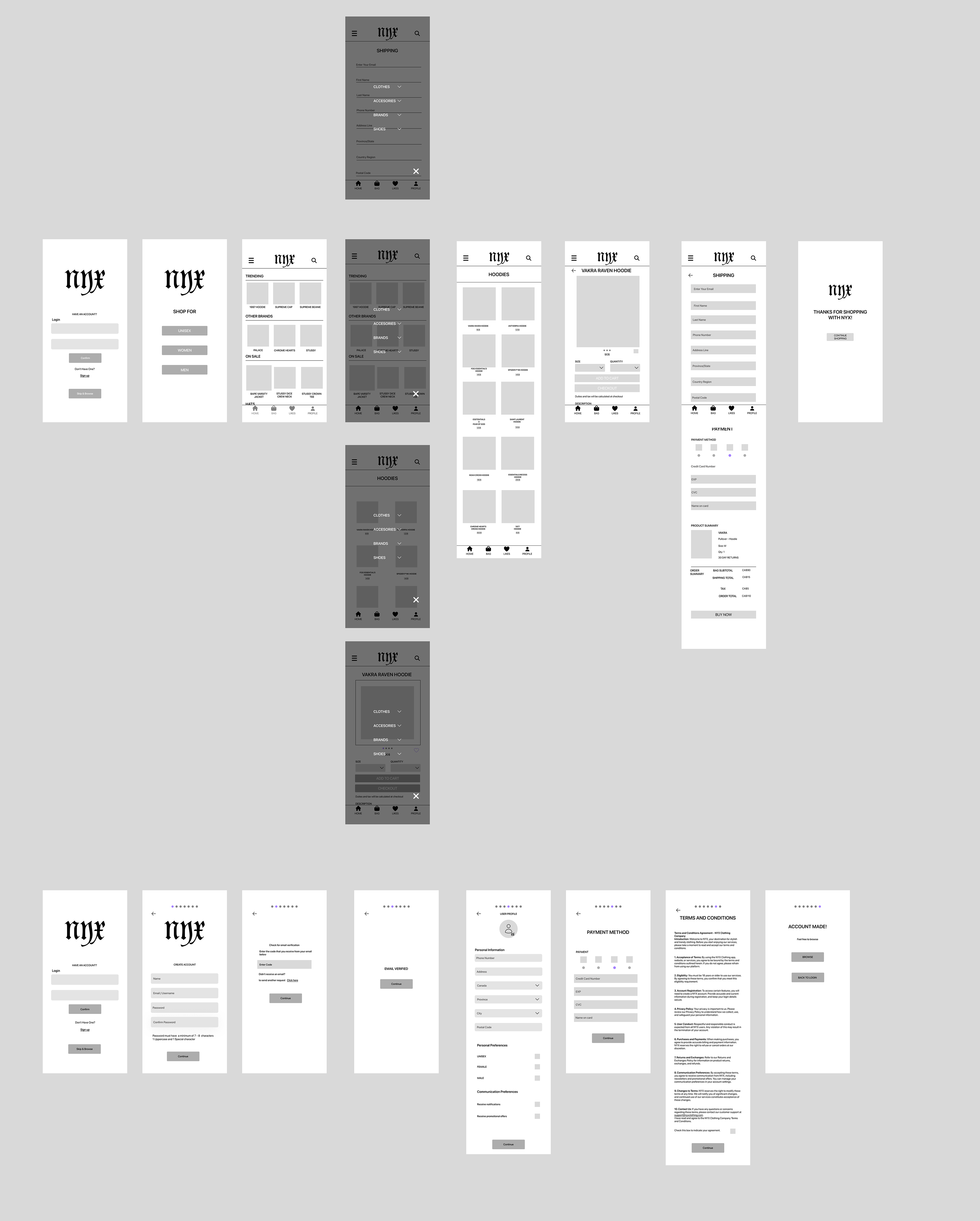 Low Fidelity Wireframes